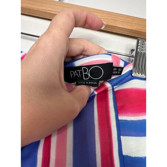 NEW PatBO Riviera Ruffled Cotton Gauze Blue Pink Striped Shorts Size: 0 - Picture 4 of 7